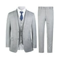 thumbnail image 1 of Antonio Uomo Men’s Plaid Suit Set – Slim Fit 3 Piece Blazer Two Button Jacket Vest Pants for Formal Business Wedding Party Prom Elegant Dress Suits Silver 36, 1 of 1