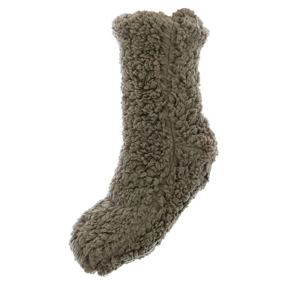 Antonio Women's Plush Sherpa Loungewear Slipper Socks-Taupe-One Size