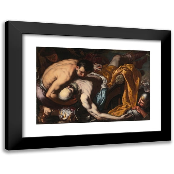 Antonio Zanchi 14x11 Black Modern Framed Museum Art Print Titled - The Death of King Josiah