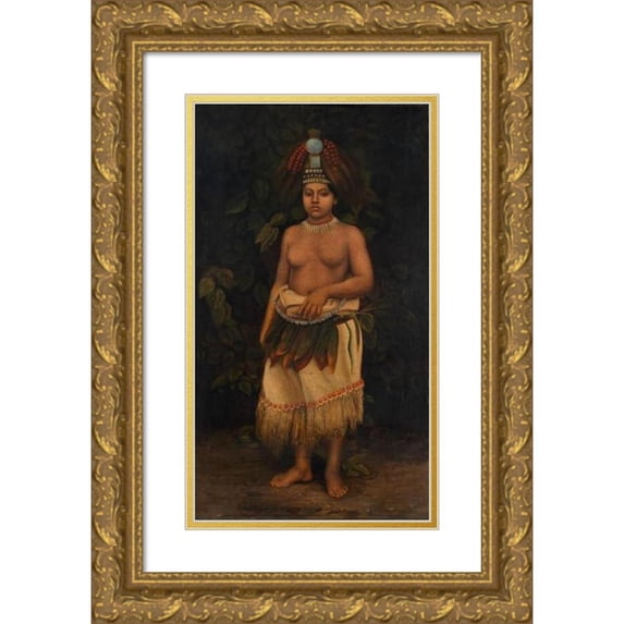 Antonio Zeno Shindler 11x18 Gold Ornate Wood Frame and Double Matted Museum Art Print Titled - Samoan Woman (ca. 1885-1899)