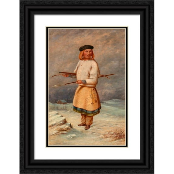 Antonio Zeno Shindler 17x24 Black Ornate Framed Double Matted Museum Art Print Titled: Lithuanian Man (ca. 1890-1899)