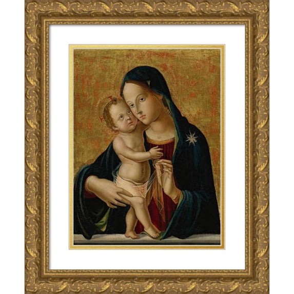 Antonio di Benedetto Aquilio 12x14 Gold Ornate Wood Frame and Double Matted Museum Art Print Titled - Madonna and Child