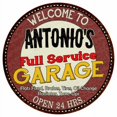 thumbnail image 1 of Antonio's Full Service Garage 14" Round Metal Sign Man Cave Decor 100140037372, 1 of 1