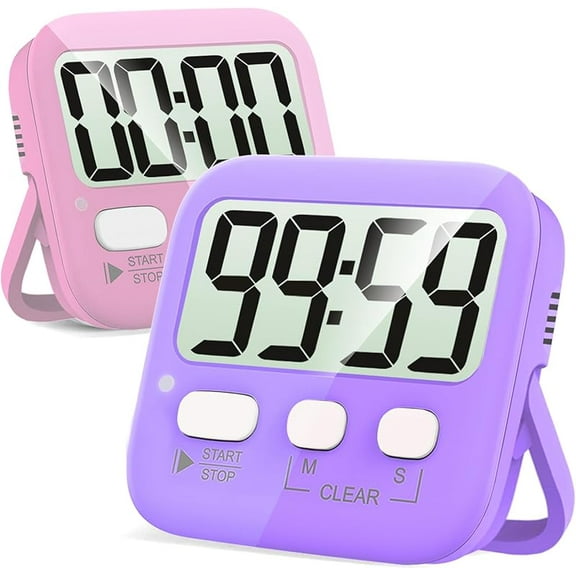 Antonki 2 Pack Digital Timer for Kids, Magnetic Countdown Kitchen Timers for Cooking, Egg, Classroom, Teacher, Exercise, Study, Oven - Battery Included