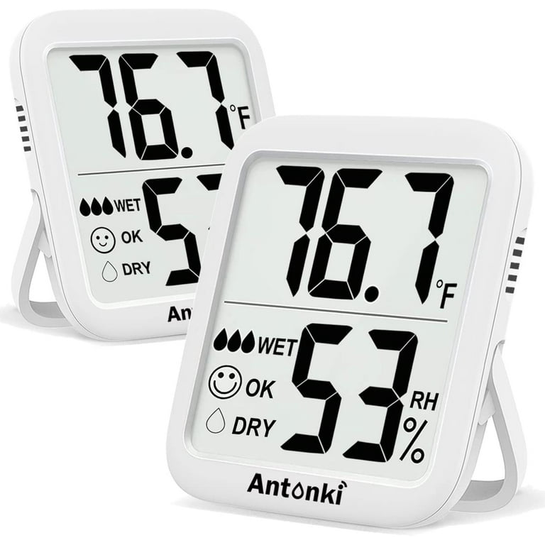 Antonki Room Thermometer for Home, 2 Pack Digital Temperature and Humidity  Monitors, Indoor Hygrometer Sensor, Humidity Gauge, Humidity Meter for Baby
