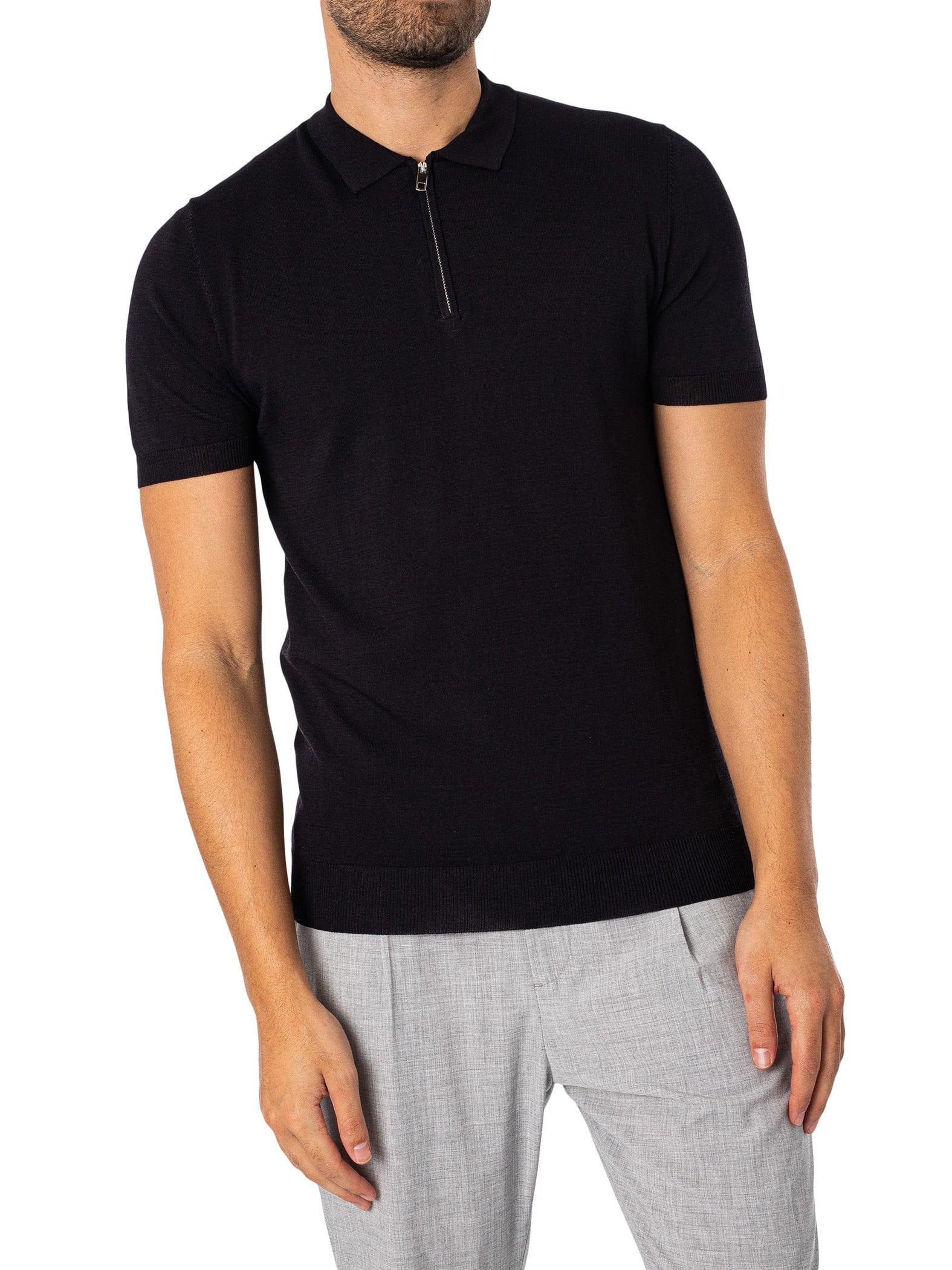 Antony Morato Super Slim Fit Zip Polo Shirt, Black Nigeria Ubuy
