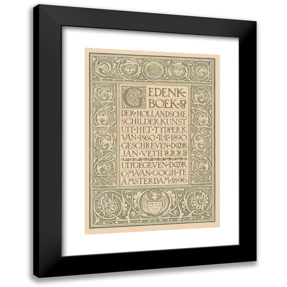 Antoon Derkinderen 11x14 Black Modern Framed Museum Art Print Titled - Title Page of Gedenkboek Der Hollandsche Painting from the Tydperk from 1860 to 1890 (1896)