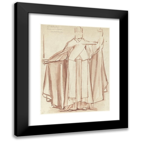 Antoon Derkinderen 12x14 Black Modern Framed Museum Art Print Titled - Preliminary Study for the First Bossche Wand; Emperor Frederik Barbarossa (1869 - 1925)