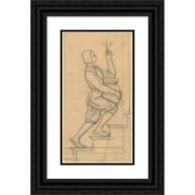 Antoon Derkinderen 15x24 Black Ornate Framed Double Matted Museum Art Print Titled Design for Wall Painting in the Beurs Van Berlage; Scene from the Legend of the Female of Stavor