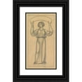 thumbnail image 1 of Antoon Derkinderen 15x24 Black Ornate Framed Double Matted Museum Art Print Titled: Design for Wall Painting in the Beurs Van Berlage; Standing Woman with Banderol (1869 - 1925), 1 of 5