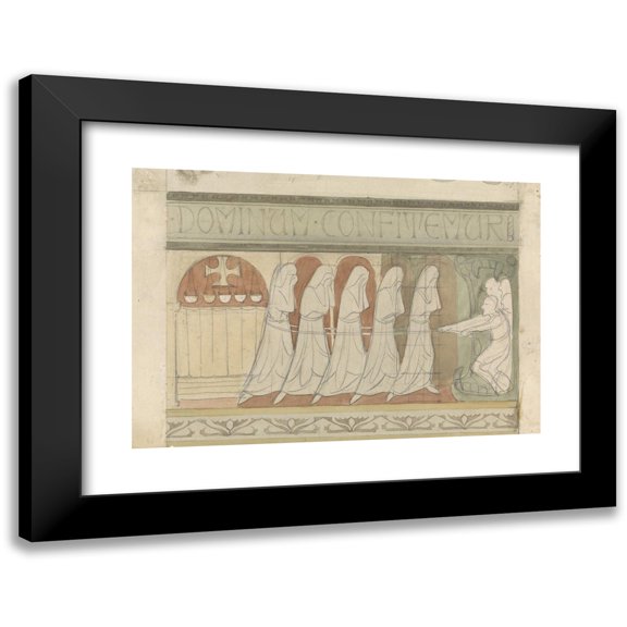 Antoon Derkinderen 18x14 Black Modern Framed Museum Art Print Titled - The Five Foolish Virgins Are Withdrawn by the Devil (C. 1869 - C. 1925)