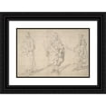 thumbnail image 1 of Antoon Sallaert 18x13 Black Ornate Wood Framed Double Matted Museum Art Print Titled - Study of Figures; an Old Man Holding a Hat and Facing Forwards, and a Young Man Holding a Torch an, 1 of 5