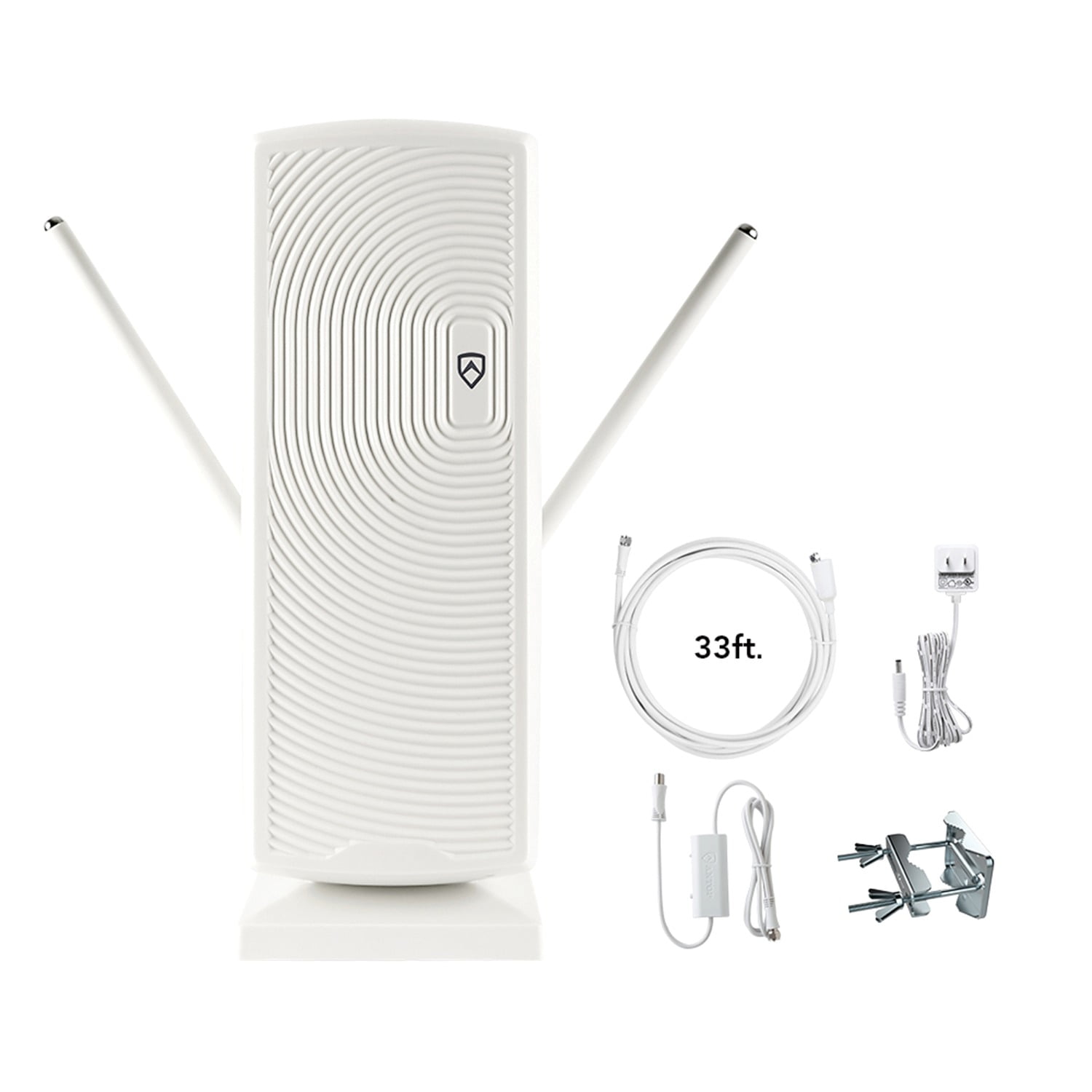 Antop Antenna AT-405BV Mini Tower Flat-Panel Smart Pass Amplified Indoor/Outdoor HDTV Antenna, White