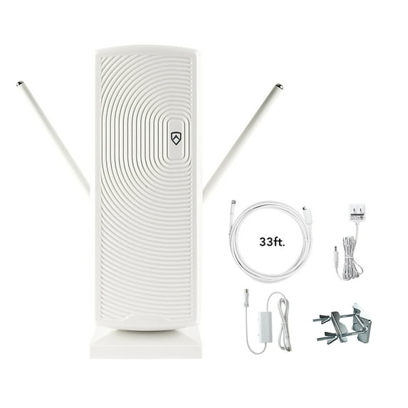 Antop Antenna AT-405BV Mini Tower Flat-Panel Smart Pass Amplified Indoor/Outdoor HDTV Antenna, White