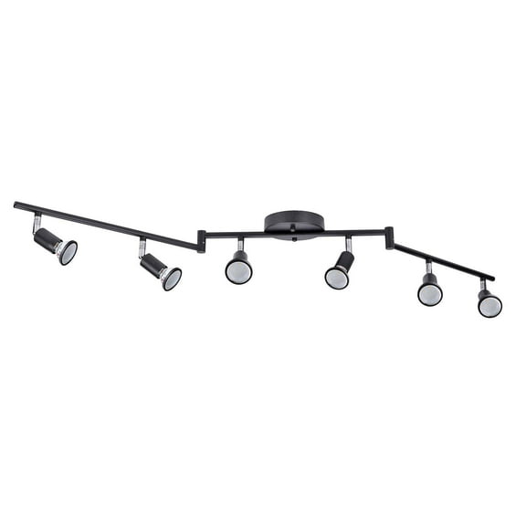 Laboreducer 45.5-Inch 6-Light Black Gimbal Head Track Lighting Set, Corded Electric