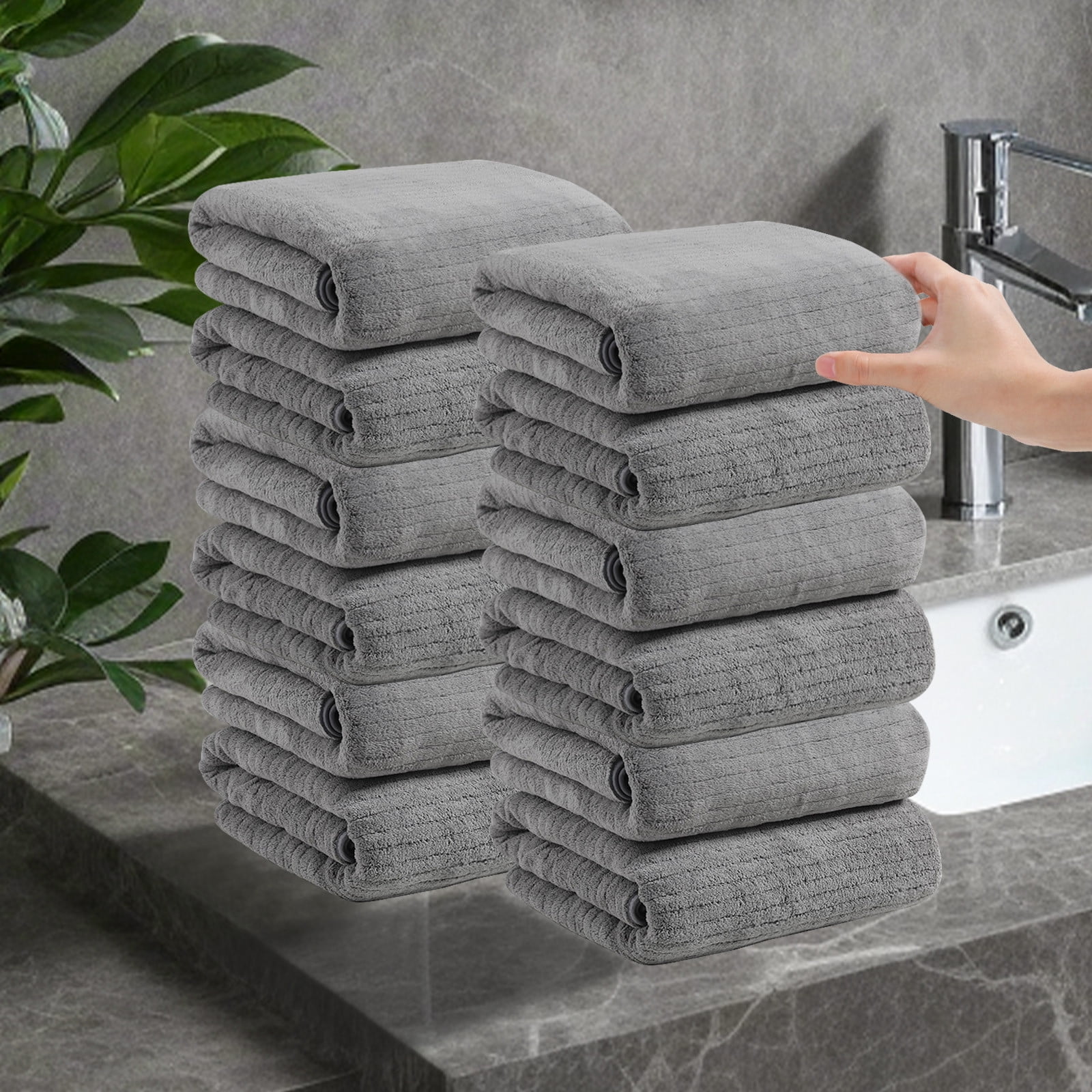 Antqov 12PCS Colorful Cotton Thickened Bath Towels, 29x13" Highly Absorbent Towels Soft Face Towels for Bath Spa Sports Men & Women, Bathroom Supplies, Gifts