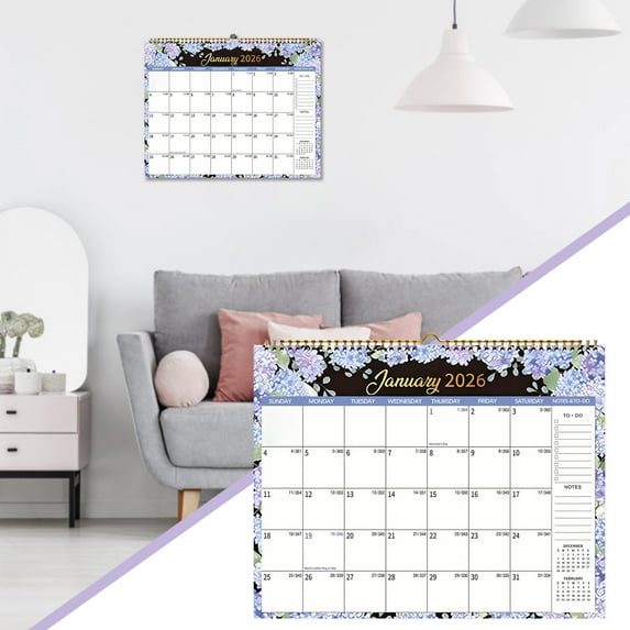 Antqov 2026 Wall Calendar Flowers, Calendar 2026, 12 Month January 2026 to December 2026 Hanging Calendars for Home Office Supplies 37x29"