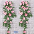 thumbnail image 1 of Antqov 2PCS 3Ft Artificial Flowers Rose Vine Fake Flower Floral Garland Hanging Faux Flowers Rose Ivy Vines for Outdoor Wedding Party Wall Garden Decor, 1 of 7