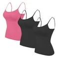 thumbnail image 1 of Antqov 3 PC Tank Top for Women, Solid Color Strenchy Skinny with Built in Pads Spaghetti Straps Camisole Base Layer Undershirt, Daily Breathable Comfortable Soft Thermal Vest, 1 of 2