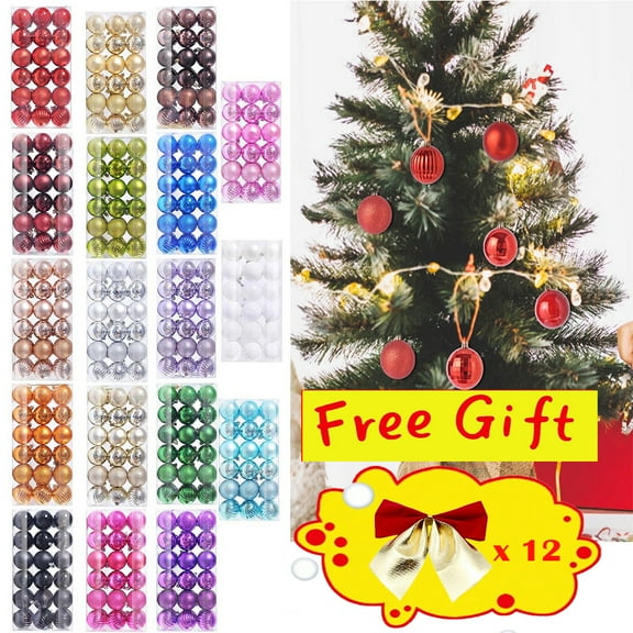 Antqov 36PCS Christmas Ball Ornaments, 1" Shatterproof Mini Christmas Ornament for Christmas Tree Decoration, Hanging Balls Christmas Decor for Holiday Wedding Party Supplies