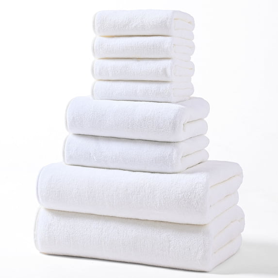 Antqov 8 Piece Towel Set 2 Bath Towels 2 Hand Towels & 4 Washcloths, Quickly Dry Bathroom Towel Soft Absorbent Towels for Bath Beach Gym Spa Pool Supplies