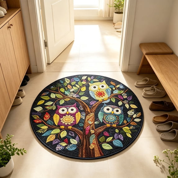 Antqov Area Rug, 16x16" Round Washable Patterns Rug Non Slip Small Front Door Rugs Carpet for Indoor Outdoor Patio Kitchen Bathroom Entryway Home Decor