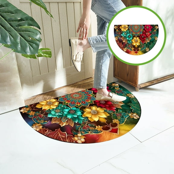 Antqov Bathroom Rug Colorful Non-Slip Round Bath Rugs Doormat Simulation Vision Entrance Door Mat Welcome Mats Indoor Home Bathroom Decor