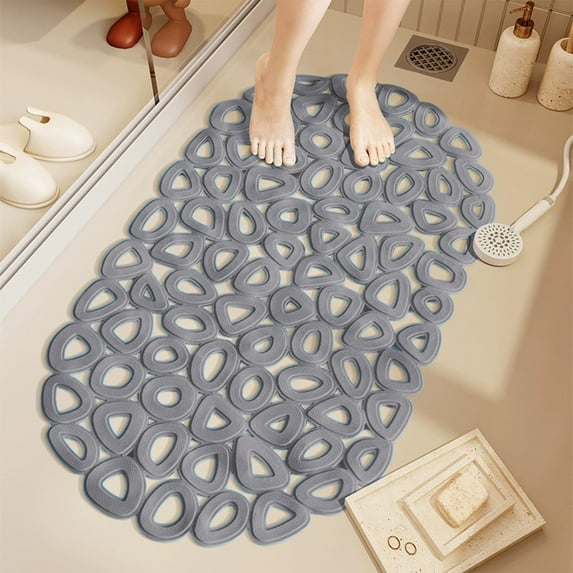 Antqov Bathroom Rugs Non Slip Bath Mat 13x26" Soft Long Tub Mat with Drain Holes, Washable Quickly Draining Shower Mats for Home Bathroom Floor