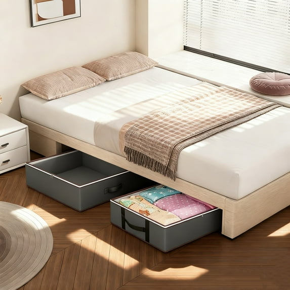 Antqov Under Bed Storage, 6x20x39" Bedroom Storage & Organization Bins, Clothes Organizer for Closet with Clear Cover & Reinforced Handles for Bedroom Home Supplies