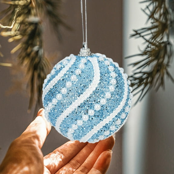 Antqov Christmas Balls, 2PCS 3" Painting Christmas Balls Ornaments Hanging Ball Ornament for Christmas Tree Balls Holiday Party Decor