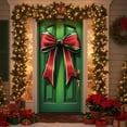thumbnail image 1 of Antqov Christmas Door Cover Bow Winter Front Door Cover 35x71" Hanging Banner Photo Background Christmas Door Decoration for Home Party Supplies, 1 of 9