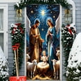 thumbnail image 1 of Antqov Christmas Door Cover Hanging Banner Nativity Scene Door Cover 79x35" Cloth Polyester Winter Front Door Cover Backdrop Christmas Decorations for Indoor Outdoor Holiday Party Decor, 1 of 6