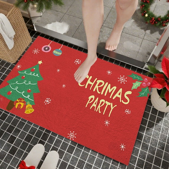 Antqov Christmas Door Mat, 16x24" Non Slip Washable Christmas Rug Soft Front Door Rugs Indoor Entrance Home Christmas Decor for Bathroom Bedroom Supplies