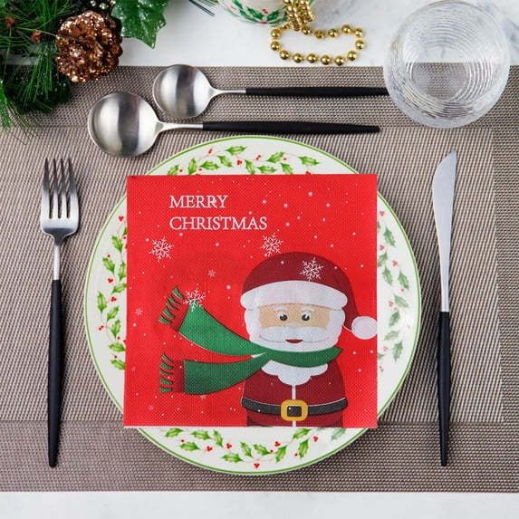 Antqov Christmas Paper Napkins, 20PCS Funny Christmas Napkins Disposable Paper Drinks Napkin Christmas Decorations for Holiday Birthday Party Supplies