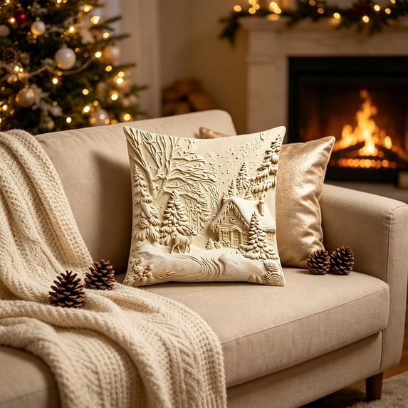 Antqov Christmas Pillow Covers 18x18" Holiday Throw Pillow Cases Winter Xmas Decorative Pillowcase for Sofa Couch Living Room Home Christmas Decorations