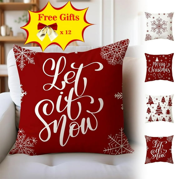 Antqov Christmas Pillow Covers 18x18" Soft Cushion Covers Christmas Decoration Holiday Decor Printed Throw Pillow Case for Sofa Couch Christmas Office Bedroom Decorations