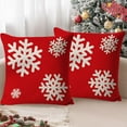 thumbnail image 1 of Antqov Christmas Pillow Covers 18x18" White Snowflake Snow Patterns Red Christmas Pillows Indoor Decorations Square Throw Pillow Covers for Cushion Cases Sofa Home Office Decor, 1 of 6