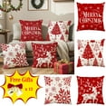 thumbnail image 1 of Antqov Christmas Pillow Covers Decoration 18x18" Merry Christmas Winter Throw Pillows Linen Cloth Cushion Case Couch Decor for Outdoor Christmas Home Sofa Decorations, 1 of 7