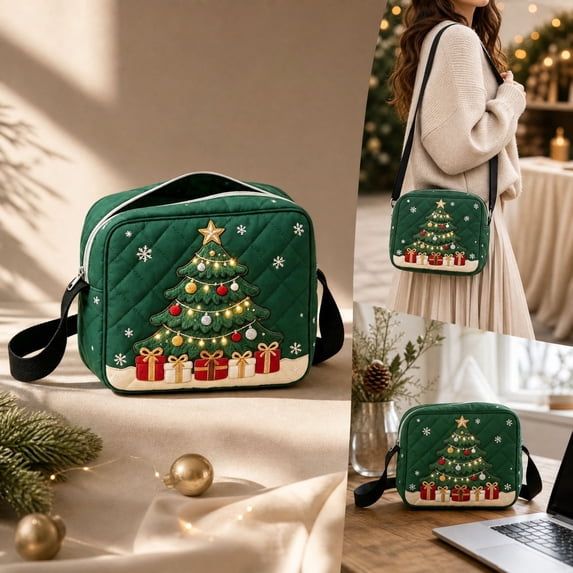 Antqov Christmas Purse for Women, Lightweight Christmas Patterns Crossbody Bag Small Holiday Crossbody Purse for Party Holiday Travel Decor Gifts