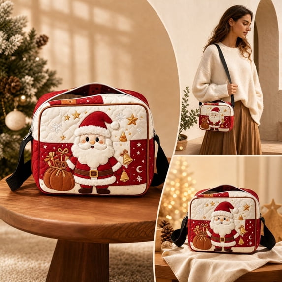 Antqov Christmas Purse for Women, Lightweight Christmas Patterns Crossbody Bag Small Holiday Crossbody Purse for Party Holiday Travel Decor Gifts