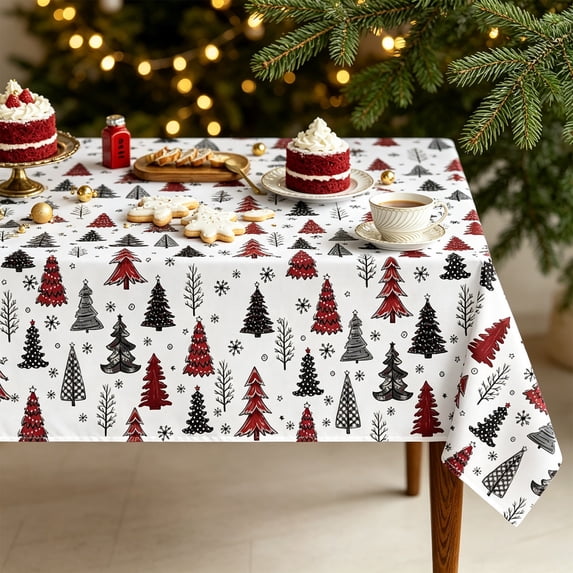 Antqov Christmas Table Cloth 55x70" Rectangle Winter Holiday Christmas Tablecloth Waterproof Table Cover for Party Picnic Dinner Home Decor