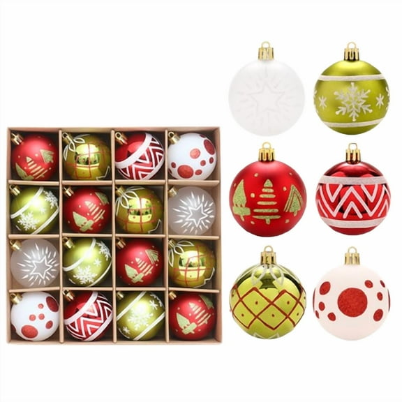 Antqov Christmas Tree Ornaments Set，16PCS Champagne Colorful Christmas Ball Ornaments Plastic Decorative Hanging Ball Christmas Ornaments for Indoor Holiday Party Decor