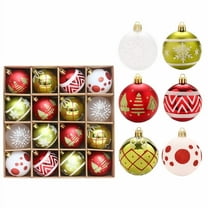 Antqov Christmas Tree Ornaments Set,16PCS Champagne Colorful Christmas Ball Ornaments Plastic Decorative Hanging Ball Christmas Ornaments for Indoor Holiday Party Decor