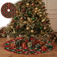 thumbnail image 1 of Antqov Christmas Tree Skirt 35" Polyester Xmas Tree Skirt with Snowflake Deer Snowman Patterns Christmas Decorations for Indoor Winter Holiday Party Decorations, 1 of 6