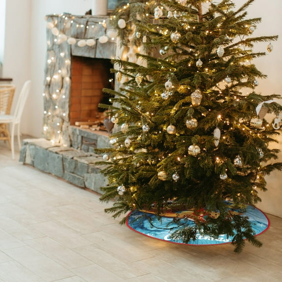 Antqov Christmas Tree Skirt 35" Round Christmas Base Cover Crafts Christmas Printed Tree Mat Christmas Tree Ornaments for Home Party Decorations