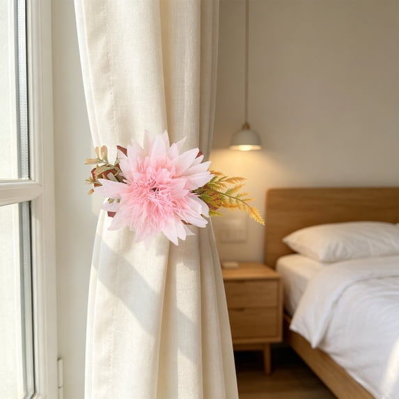 Antqov Curtain Tiebacks, Cute Flower Curtain Holdbacks No Drill Curtain Ties Decorative Curtain Clips for Living Room, Bedroom, Office, Home Supplies