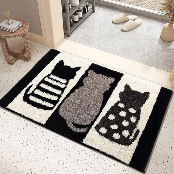 Antqov Cute Bath Mat 16x24" Non Slip Absorbent Animal Shaped Bathroom Rug Soft Floor Mat Carpet for Home Bathroom Supplies