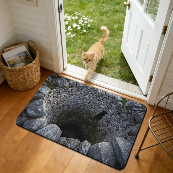 Antqov Door Mat, 16x24" 3D Visual Opticals Illusions Funny Rug Non Slip Washable Doormat for Indoor Outdoor Kitchen, Bathroom, Home, Living Room, Porch, Office Decor