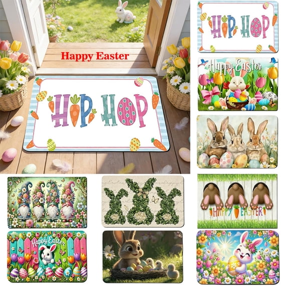 Antqov Easter Door Mat 16x24" Cute Decorative Outdoor Doormats Non Slip Soft Floor Mats Spring Rugs for Front Door Home Bathroom Decor