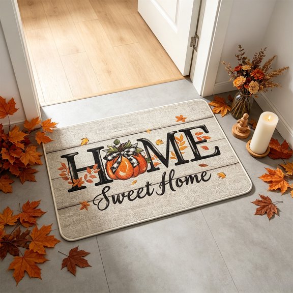 Antqov Fall Bathroom Rugs 16x24" Non Slip Absorbent Autumun Bath Mat Soft Quickly Dry Microfiber Bath Rug for Home Bathroom Decor